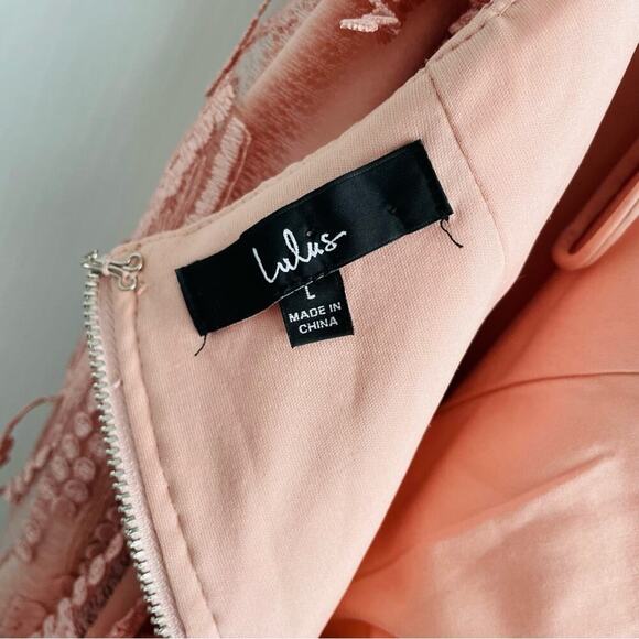 Lulu’s Making Magic pink fringe lace up mini dress size large - Picture 8 of 8